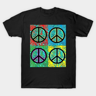 peace pop art red yellow blue green T-Shirt